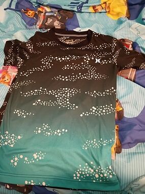 Hurley Boys' Black to Teal Gradient Dotted Short Sleeve Tee